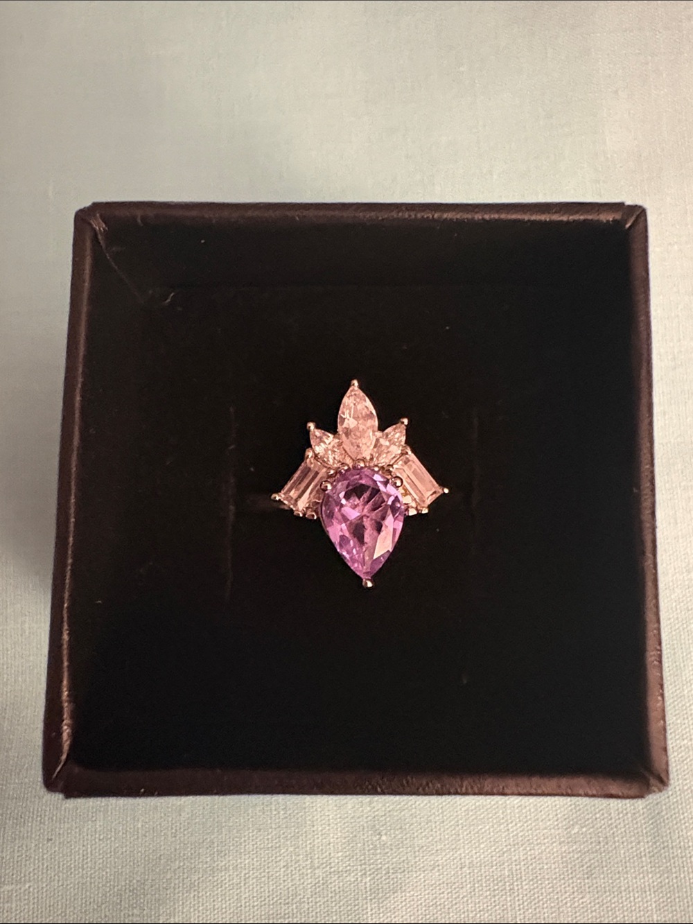 RBP2965 Main Stone: Lab Created  Amethyst Materials: Rhodium Plate Ring Sz 8